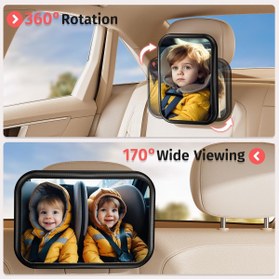 Resim MIRRORSAFE Bebek Araba Aynası, %100 Kırılmaz, 360° Dönebilen Arka Koltuk Aynası 