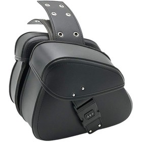 Resim Suntek Motosiklet Saddlebags Seyahat Bagaj Çantaları İçin Yan Siyah 