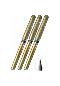 Resim Altın Sarı İmza Kalemi 3 Adet Uniball Signo Broad 1.0 Mm Roller Pilot Kalem Um-153 Yaldızlı Davetiye Kalemi Mürekkepli Altın 