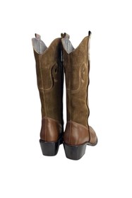 Resim TUFAN SHOES Taba Hakiki Deri ve Süet İşleme Detaylı Western Çizme 