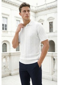 Resim Sayzen Your Shine Sayzen Desenli Polo Yaka Tişört Man2605 Beyaz 
