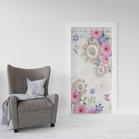 Resim Kapı Giydirme Kapı Sticker Folyosu 3D Papatya 