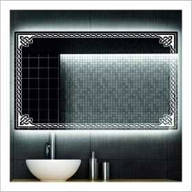 Resim Dnr-Mirror65x90 Cm Beyaz Ledli Tasarım Kumlamalı Banyo Aynası Makyaj Aynası Işıklı Ayna 