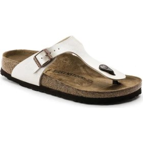 Resim Birkenstock Kadın Beyaz Parmak Arası Sentetik Terlik – Kaymaz Tabanlı, Plaj ve Günlük Kullanıma Uygun 