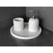 Resim Polen Stone Beyaz Mermer 3'lü Banyo Seti 