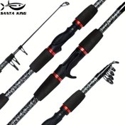 Resim SantaKing 350-370g/11.8-12.4ft Taşınabilir Teleskopik Olta, 2.1m/6.89ft ve 1.8m/5.91ft Seçenekleri ile, Siyah ve Kırmızı Çatlak Tasarımı, Sahil Balıkçıları, Kamp, Tatil Balıkçılığı (Noel, Paskalya, Şükran Günü, Sevgililer Günü) için Hafif Karbon Fiber 