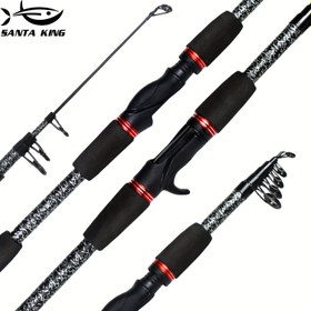 Resim SantaKing 350-370g/11.8-12.4ft Taşınabilir Teleskopik Olta, 2.1m/6.89ft ve 1.8m/5.91ft Seçenekleri ile, Siyah ve Kırmızı Çatlak Tasarımı, Sahil Balıkçıları, Kamp, Tatil Balıkçılığı (Noel, Paskalya, Şükran Günü, Sevgililer Günü) için Hafif Karbon Fiber 