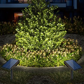 Resim 1 adet Güneş Enerjili Çim Lambaları Villa Bahçe Peyzaj Spot Işıkları Açık 9 LED'li Avlu Güneş Ağaç Lambaları 