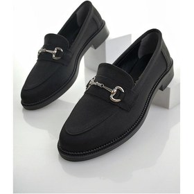 Resim Muggo Sussie Garantili Metal Tokalı Kadın Loafer Günlük Ayakkabı SIYAH SUET 