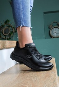 Resim Skechers Foam Taban Siyah Deri Kadın Günlük Spor Ayakkabı 
