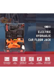 Resim ekinler el aletleri Elektrikli Kriko Kiti 5 Ton 12V Hidrolik Kriko Seti, Darbe Anahtarı Ve Şişirm 