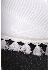 Resim Halı Beyaz Cool Bohem Desenlidesenli Yıkanabilir Saçaklı Oval Yolluk Salon Halısı 