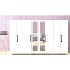 Resim Damla 8 Kapaklı Dolap Gardırop Beyaz - Ücretsiz Kurulum 