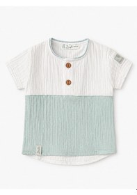 Resim Babyhola Erkek Bebek Müslin Kumaş Şortlu Takım Yazlık Kısa Kollu 2 Li Takım 22455 Mint 