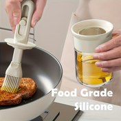 Resim 1 adet Gıda Sınıfı Silikon Yağlama Fırçası ve Entegre Yağ Dağıtıcısı - BPA İçermez, Kolay Temizlenir, Barbekü, Pişirme, Aşçılık İçin Mükemmel - Beyaz & Siyah, Buzdolabına Uygun Mutfak Aracı 