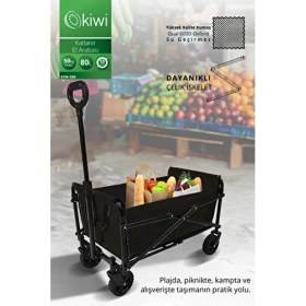 Resim Kiwi KFW-390 Katlanır Portatif Taşıma Aracı Kamp,piknik,plaj, Pazar, Market Koli, Yük,paket El Arabası 
