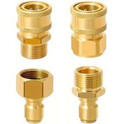 Resim Baskı Yıkayıcı Hızlı Bağlantı Kiti, 4 Pcs M22 15mm'den 3/8 İnç Hortum Hızlı Bağlantı Fittingi Aparatı, Güç Yıkayıcı Tabancası, Hortum, Pompa İçin Pirinç Baskı Yıkayıcı Adaptörleri 