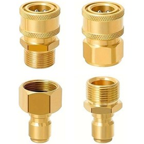 Resim Baskı Yıkayıcı Hızlı Bağlantı Kiti, 4 Pcs M22 15mm'den 3/8 İnç Hortum Hızlı Bağlantı Fittingi Aparatı, Güç Yıkayıcı Tabancası, Hortum, Pompa İçin Pirinç Baskı Yıkayıcı Adaptörleri 