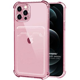 Resim Apple Iphone 12 Pro Card Slot Shock Kılıf Pembe 