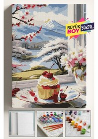 Resim Sayılarla Boyama Seti Numaralı Tuval Fırça Boya Dahil Kasnaklı Set 50x70 Cm - Pasta 