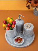 Resim MIARIK DESIGN & DEKORASYON Dekoratifmermer Aksesuar Detaylı 5 Li Banyo Seti Takımı 