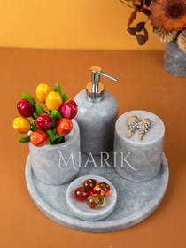 Resim MIARIK DESIGN & DEKORASYON Dekoratifmermer Aksesuar Detaylı 5 Li Banyo Seti Takımı 