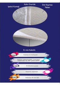 Resim Renkli Kaymaz Tabanlı Halı Yolluk Makinede Yıkanabilir Çok Renkli 