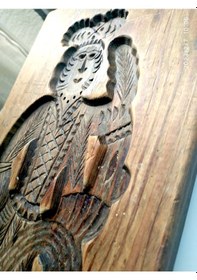 Resim Omeniv Antika Kullanılabilir Ahşap Kral Figür Kurabiye Kalıbı 