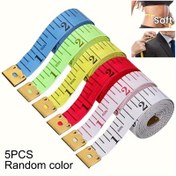 Resim 5'li Yumuşak Ölçü Bandı - 60 İnç/150cm Beden Ölçümü Terzi Bandı Çeşitli Renklerde 