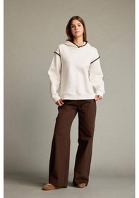 Resim Defacto Overshirt Fit Kapüşonlu Sweatshirt G3318ax25auer105 Ekru 