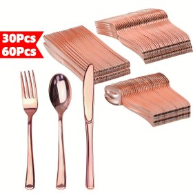Resim 30/60 Paket Zarif Plastik Çatal Bıçak Seti - Yeniden Kullanılabilir Gümüş Çatal Bıçaklar ile Parlatılmış Bitiş, Kaşıklar, Çatallar, Bıçaklar ve Bardaklar Dahil - Partiler, Kamp, Yemek İçin Mükemmel, Kamp Masaüstü|Zarif Çatal Bıçak Seti|Dayanıklı Plastik 