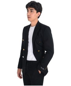 Resim Cengiz İnler Kruvaze Metal Düğme Slim Fit Lycra Erkek Ceket 001 