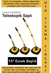 Resim Esnek Başlıklı Islak Kuru Kullanım 50 Cm-102 Cm Ayarlanabilir Teleskopik Saplı Oto Yıkama Fırçası 