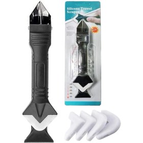 Resim 3'ü 1 Arada Silikon Kalafat Aletleri, Cam Tutkal Açısı Kazıyıcı, Paslanmaz Çelik Başlı Kalafat Sökücü ve Sızdırmazlık Maddesi Kazıyıcı, Mutfak Banyo Penceresi ve Çerçeveleri Için Sızdırmazlık Maddesi Mühürleri (1 Paket) 