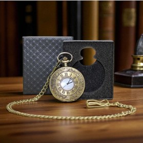 Resim Kuzey Tacı Özel Kutulu Antik Köstekli Saat Romen Rakamlı Nostaljik Görünüm Vip 