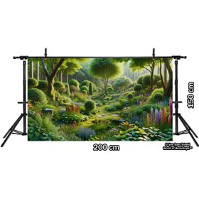 Resim Venspor Yeşil Doğa Bahçesi Arkaplan - 200x150cm Fon Duvar Örtüsü 