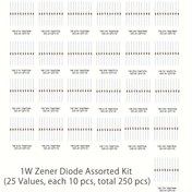 Resim 250 adet 25 Değerli 1W Zener Diyot Assorti Kiti (3V 3.3V 3.6V 3.9V 4.3V 4.7V 5.1V 5.6V 6.2V 6.8V 7.5V 8.2V 9.1V 10V 12V 13V 15V 16V 18V 20V 22V 24V 27V 30V 33V) Assorti Seti 