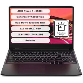 Resim LENOVO Ideapad Gaming 3 AMD Ryzen 5 5500H 8GB 512GB SSD RTX2050 Freedos 15.6" FHD 82K202BRTX 