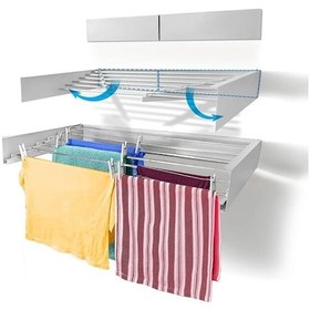 Resim Design Kurutmalık Çamaşır Askısı - Duvara Monte, Katlanabilir Çamaşırlık - Beyaz-100cm Beyaz 