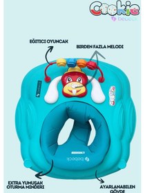 Resim Cookie Ayarlanabilen Müzikli Yumuşak Pedli Lüks Yürüteç Turkuaz 