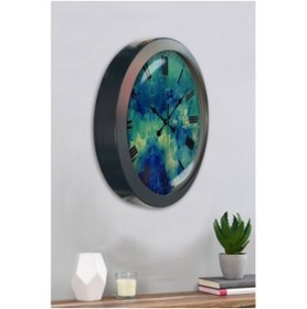 Resim Bahat Salon Ofis Duvar Saati Gri Metal Çerçeve 36 Cm 