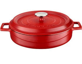 Resim Lava Döküm Çok Amaçlı Yayvan Tencere Döküm Demir Yekpare Kulplu Spring Serisi Çap 28cm Turuncu 