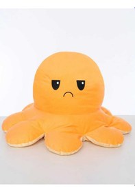 Resim Mod Değiştiren Ahtapot Duygulu İki Yüzlü Peluş Oyuncak 20 Cm Hediyelik Uyku Arkadaşı Turuncu 