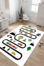 Resim Kessy Home Studio Eğitici Yol Desenli Çocuk Oyun Halısı Dijital Baskı Yıkanablir Kaymaz Taban Çocuk Odası Halısı 5 