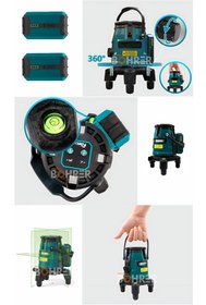 Resim BÖHRER Çok Hatlı Lazer Hizalama 4 Dikey 1 Yatay Çizgi 360 C Dönen Taban Şarj Edilebilir Batarya 30M Menzil 