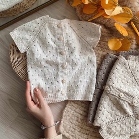 Resim Elörgüsü Naturel Bebek Yeleği - Krem / 1 yaş 