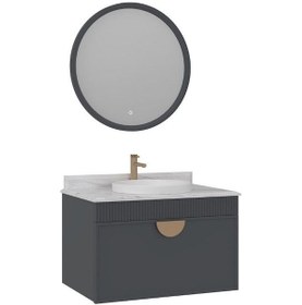 Resim Orka Molino 80 Cm Antrasit Banyo Dolabı Takımı Navaro/antrasit 