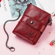 Resim Kadınlar için HUMERPAUL Vintage Bordo Gerçek Deri Cüzdan - Çıkarılabilir Zincir Kayışı, RFID Engelleme, Fermuarlı Bozuk Para Cebi ile Çoklu Kartlık, Altın Ton Donanım & Polyester Astar, Günlük ve Özel Günler İçin Kompakt Kısa Cüzdan (Profesyonel/Günlük Kullanım) 