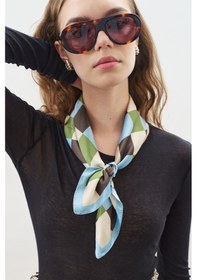 Resim Manuka Desenli Orta Boy Saten Fular Check Check 