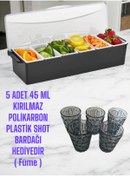 Resim GastroPlast 6 gözlü sunumluk, Kuruyemişlik, baharatlık, (5 adet 45ml füme shot bardağı hediyeli) 